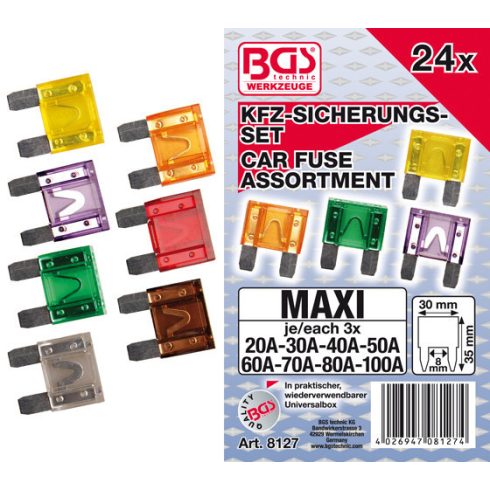 BGS-8127 Biztosíték készlet maxi 24 részes