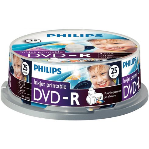 Philips DVD-R 4,7Gb 16x Hengeres nyomtatható 25db/csomag