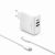 FIXED set of travel charger with USB-C and 2xUSB output and USB-C/USB-C cable, PD support, 45 Fehér