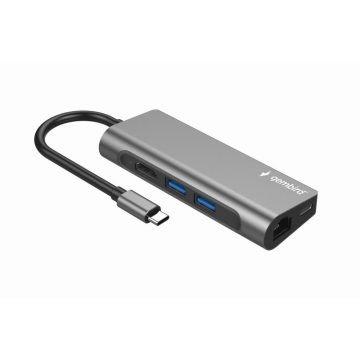   Gembird A-CM-COMBO5-01 USB Type-C 5-in-1 Multi-Port Adapter Space Grey