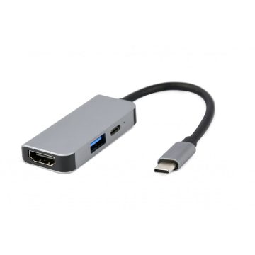   Gembird A-CM-COMBO3-02 USB Type-C 3-in-1 Multi-Port Adapter Silver