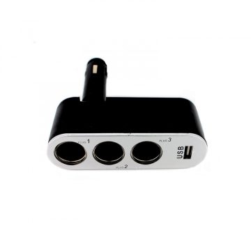   Szivargyújtóaljzatba csatlakoztatható 3-as elosztó + 1A USB csatlakozás