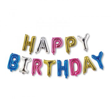   3D Születésnapi "Happy Birthday" lufi - többszínű - 33 cm