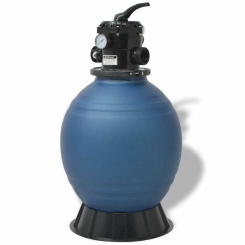 Basic szűrőtartály, homokszűrős vízforgatóhoz, D450 mm, Felül szerelt 6 állású váltószelep, 8m3/h, kék