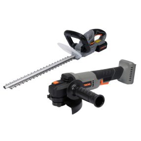   Sthor akkus sövényvágó 20V 450 mm 2 AH akkuval és töltővel + STHOR akkumlátoros sarokcsiszoló 125 mm 20V 2Ah (akku + töltő nélkül)