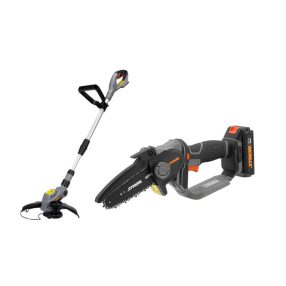   STHOR akkus láncfűrész 150 mm 20 V + STHOR akkus szegélynyíró 20V (akku és töltő nélkül)