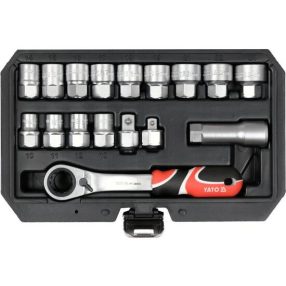   YATO YT-38653 Nyitott dugókulcs készlet 17 részes 3/8", 1/2" Spline