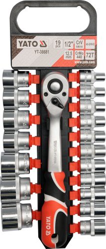 YATO YT-38681 Dugókulcs készlet 1/2" 19 részes
