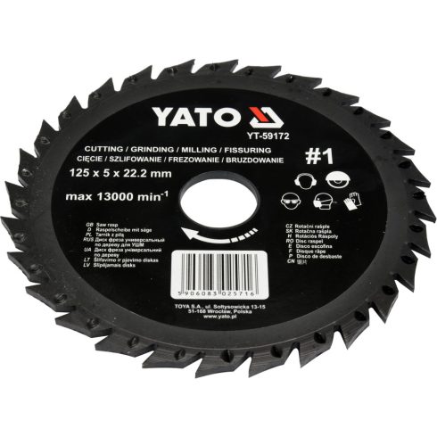 YATO 59172 Marótárcsa fára 125mm YT-59172