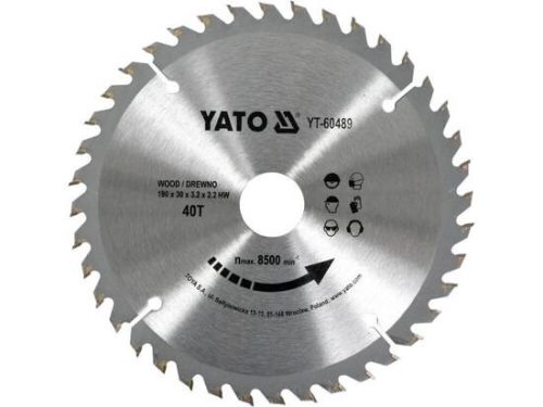 YATO YT-60489 Körfűrésztárcsa (fa) 190x30x3,2mm T40 (60489)
