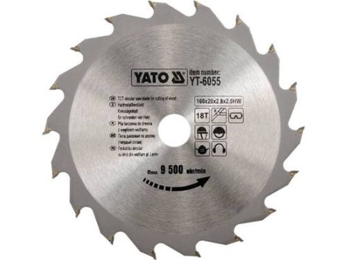 YATO YT-6055 Körfűrésztárcsa (fa) 160x20x2,8mm T18 (6055)