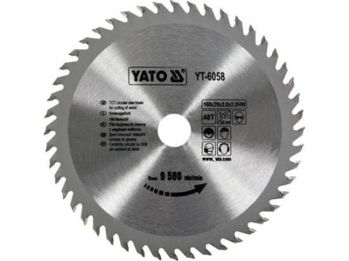YATO YT-6058 Körfűrésztárcsa (fa) 160x20x2,8mm T48 (6058)