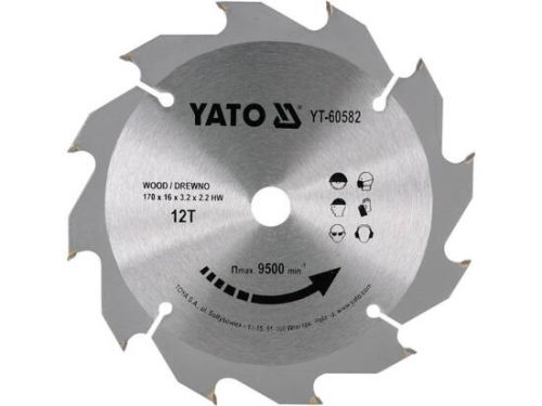 YATO YT-60582 Körfűrésztárcsa (fa) 170x16x3,2mm T12 (60582)
