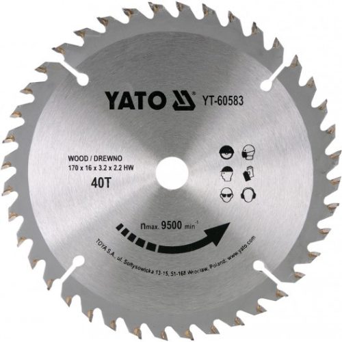 YATO YT-60583 Körfűrésztárcsa (fa) 170x16x3,2mm T40 (60583)
