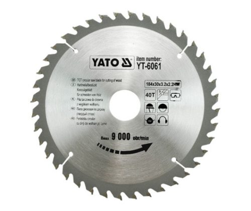 YATO YT-6061 Körfűrésztárcsa (fa) 184x30x3,2mm T40 (6061)