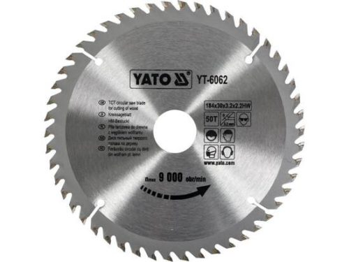 YATO YT-6062 Körfűrésztárcsa (fa) 184x30x3,2mm T50 (6062)