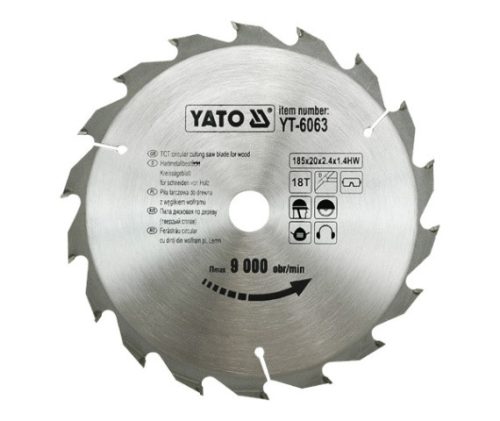 YATO YT-6063 Körfűrésztárcsa (fa) 185x20x2,4mm T18 (6063)