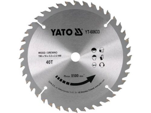 YATO YT-60633 Körfűrésztárcsa (fa) 190x16x3,2mm T40 (60633)