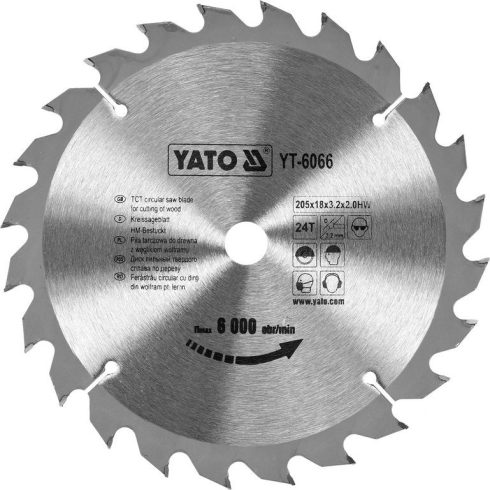 YATO 6066 Körfűrésztárcsa  205X18X24mm T24 YT-6066