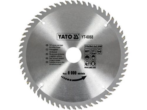 YATO YT-6068 Körfűrésztárcsa (fa) 210x30x3,2mm T60 (6068)