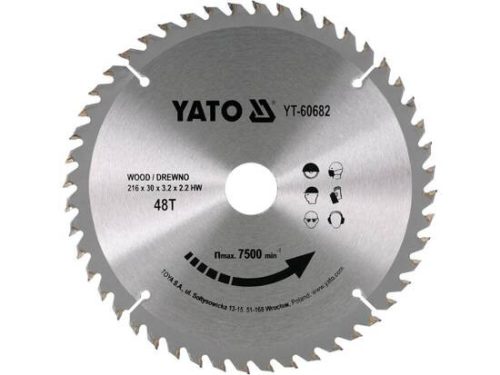 YATO YT-60682 Körfűrésztárcsa (fa) 216x30x3,2mm T48 (60682)