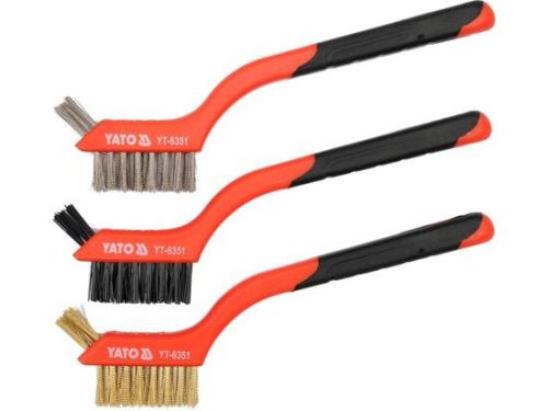 YATO YT-6351 Drótkefekészlet 3 részes 180mm 3 soros (acél, réz, nylon) (6351)