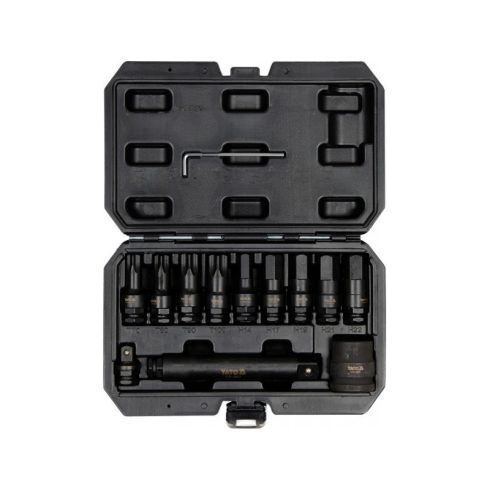 YATO Gépi hosszú bit dugókulcs készlet 12 részes Torx és Imbusz 1/2", 3/4" kamionos CrMo