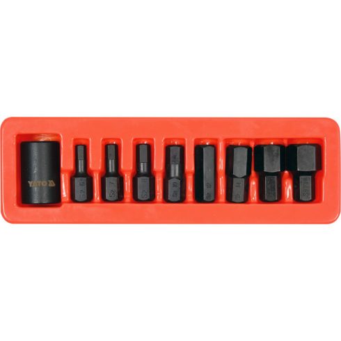 YATO Gépi imbusz bit készlet 9 részes 1/2" 6-19 mm dugókulcs adapterrel