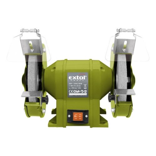 EXTOL kettős köszörűgép 350W, száraz,200×16×20mm, 2950 ford/perc, P36, P80, 11kg 410130