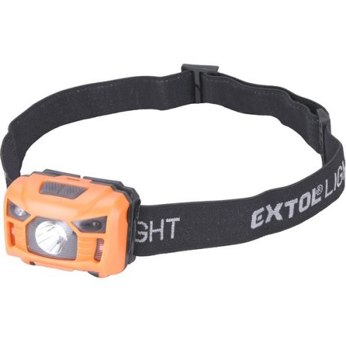 EXTOL LED fejlámpa, 3 W, CREE XPL, 100 Lumen; tölthető akkuval, 3 funkció (teljes/ 1/2 fényerő, villogás), fehér+piros 43180