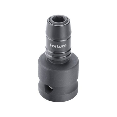 adapter, impakt 1/4" BIT-ek gépi befogásához, 1/2" gépi befogás, gyorskioldóval, CrMoV, hossz: 49 mm