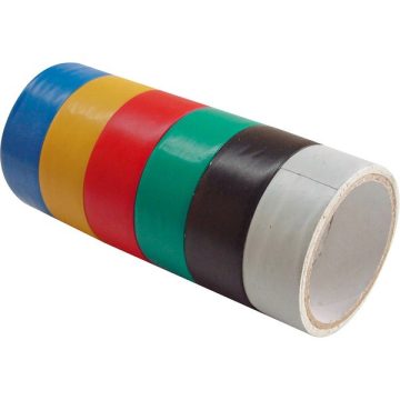   szigetelő szalag, 6db-os, színes; 19mm×18m×0,13mm (3m×6db)